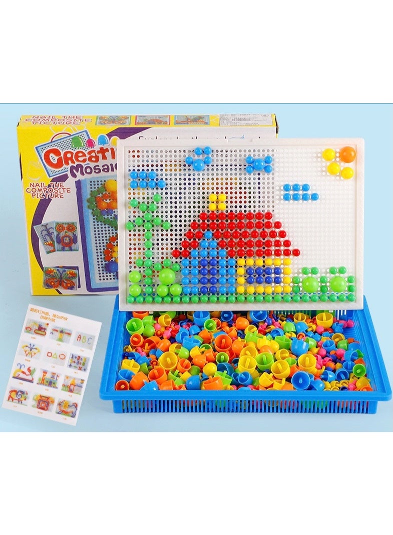 352PCS Mushroom Nails PeGBoard Educational Colourful Jigsaw Puzzle Building Blocks，Large quantity，Bricks Creative DIY Mosaic Toys For Kids & Toddlers, Perfect Birthday For Girls Boys Age 3 4 5 6 7 Years - Image 1